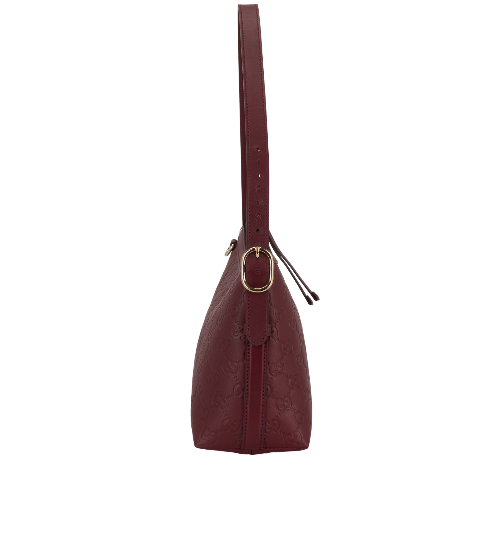 Medium Emblem Shoulder Bag, &pound;900, Handbags, Burgundy, Leather, Bottom view